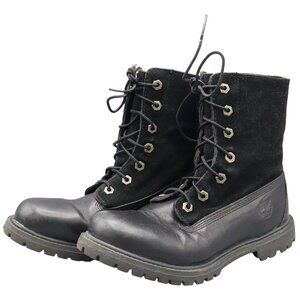Timberland Leather Suede Combat Boots Women 7.5 Black Grunge Alt Classic Utility